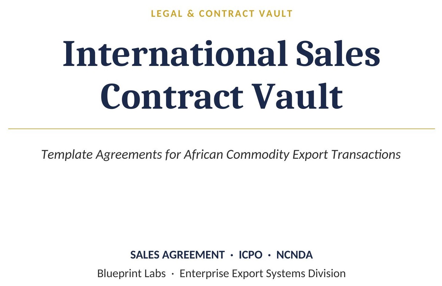 International Sales Contract Vault cover page